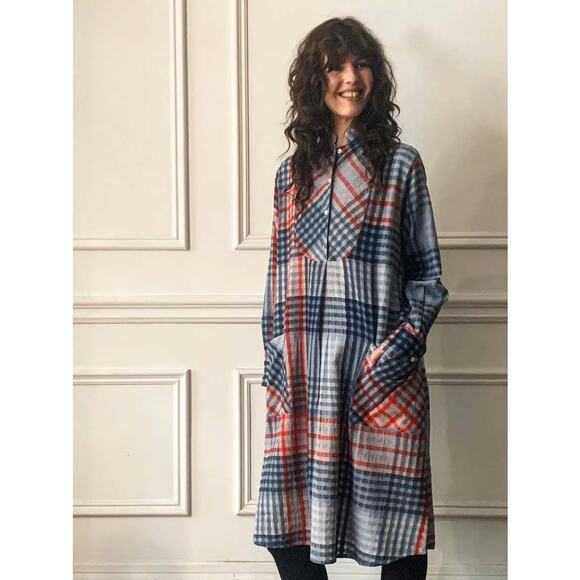 Mii Dresses & Skirts - Mii au Musee Pixel Art Dress Womens XS Artsy Lagenlook Blue Red Wool India $480